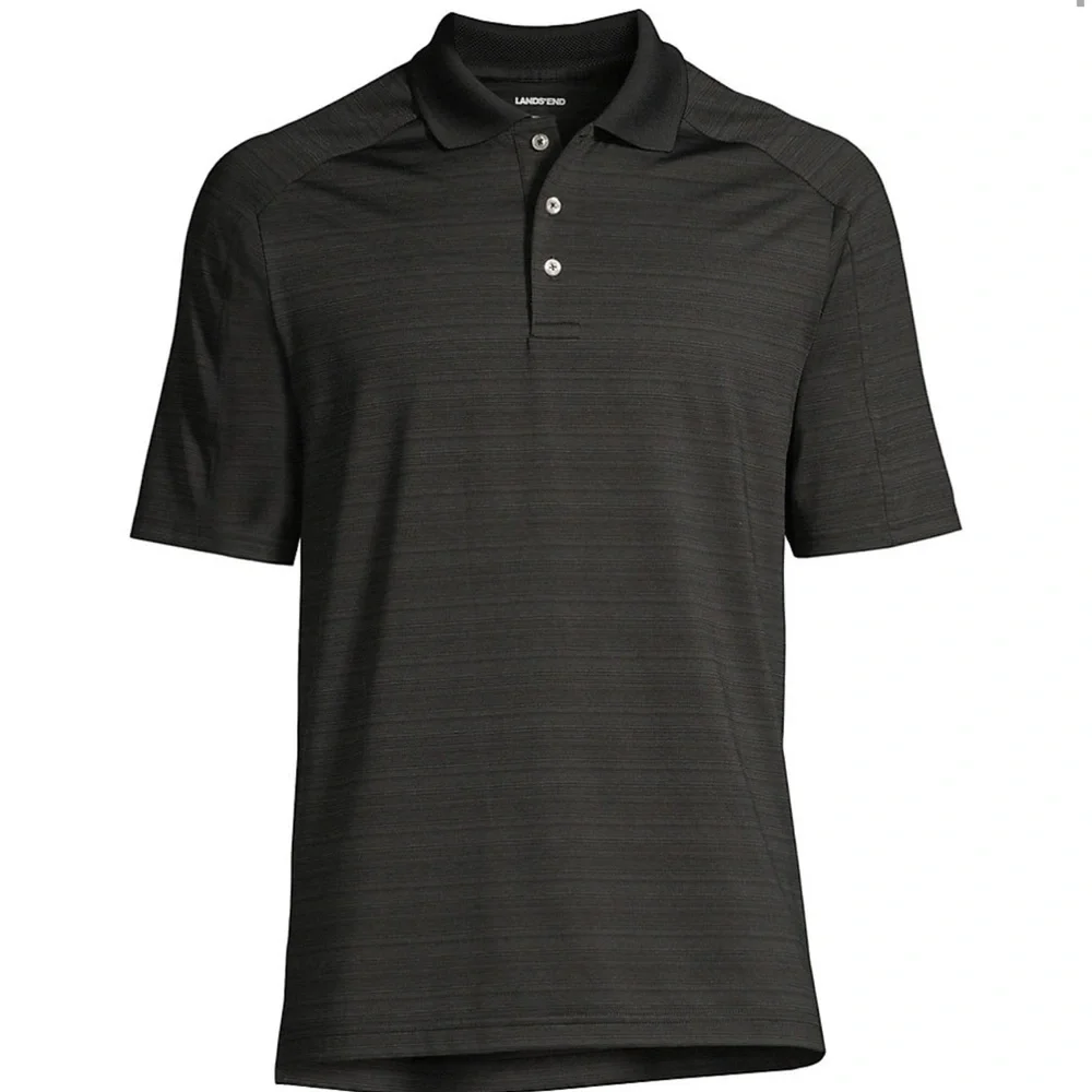 LANDS’ END Rapid Dry Tonal Gray Men’s Polo Shirt NWT Size L